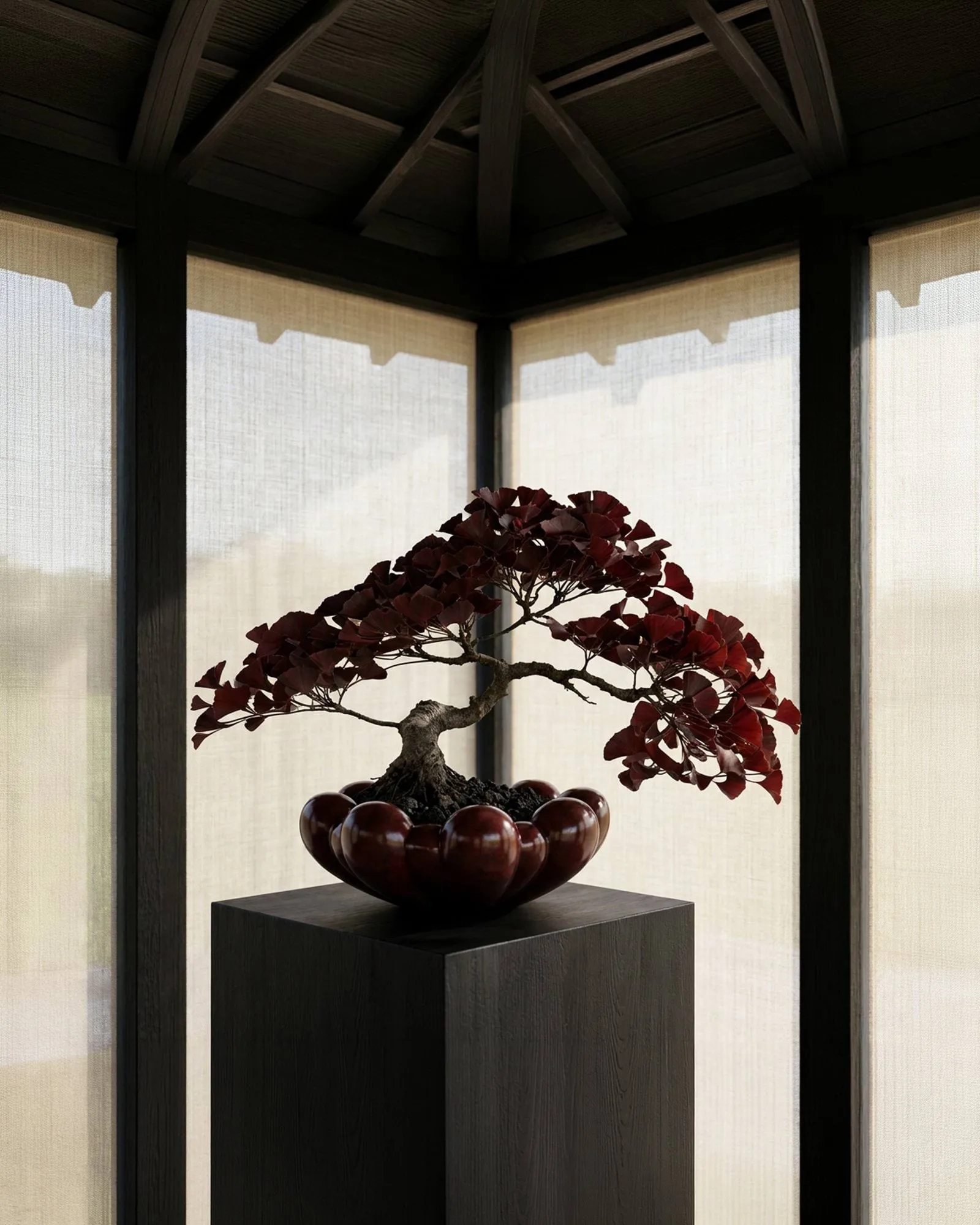 Bandeja grande Bloom Tray, Maroon 101 Copenhagen