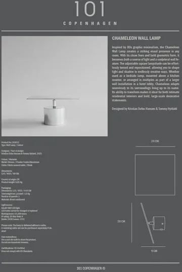 Candeeiro de parede Chameleon - Chrome - 101 Copenhagen