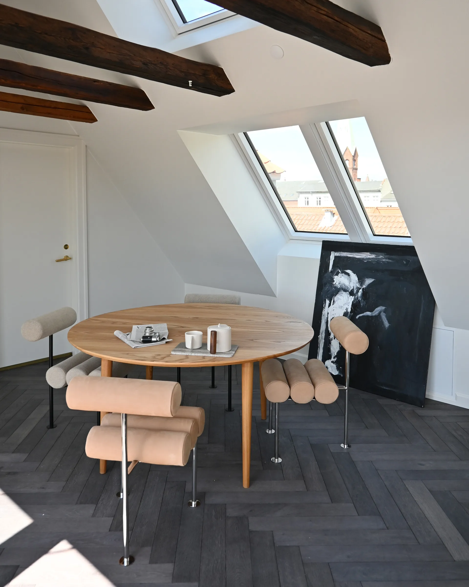 Hiro cadeira de mesa, Aço inoxidável-camurça polida 101 Copenhagen