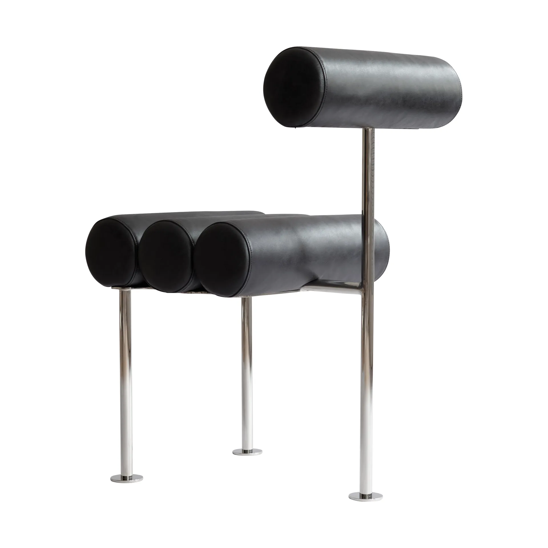 Hiro cadeira de mesa, Aço inoxidável-couro anilina preto 101 Copenhagen