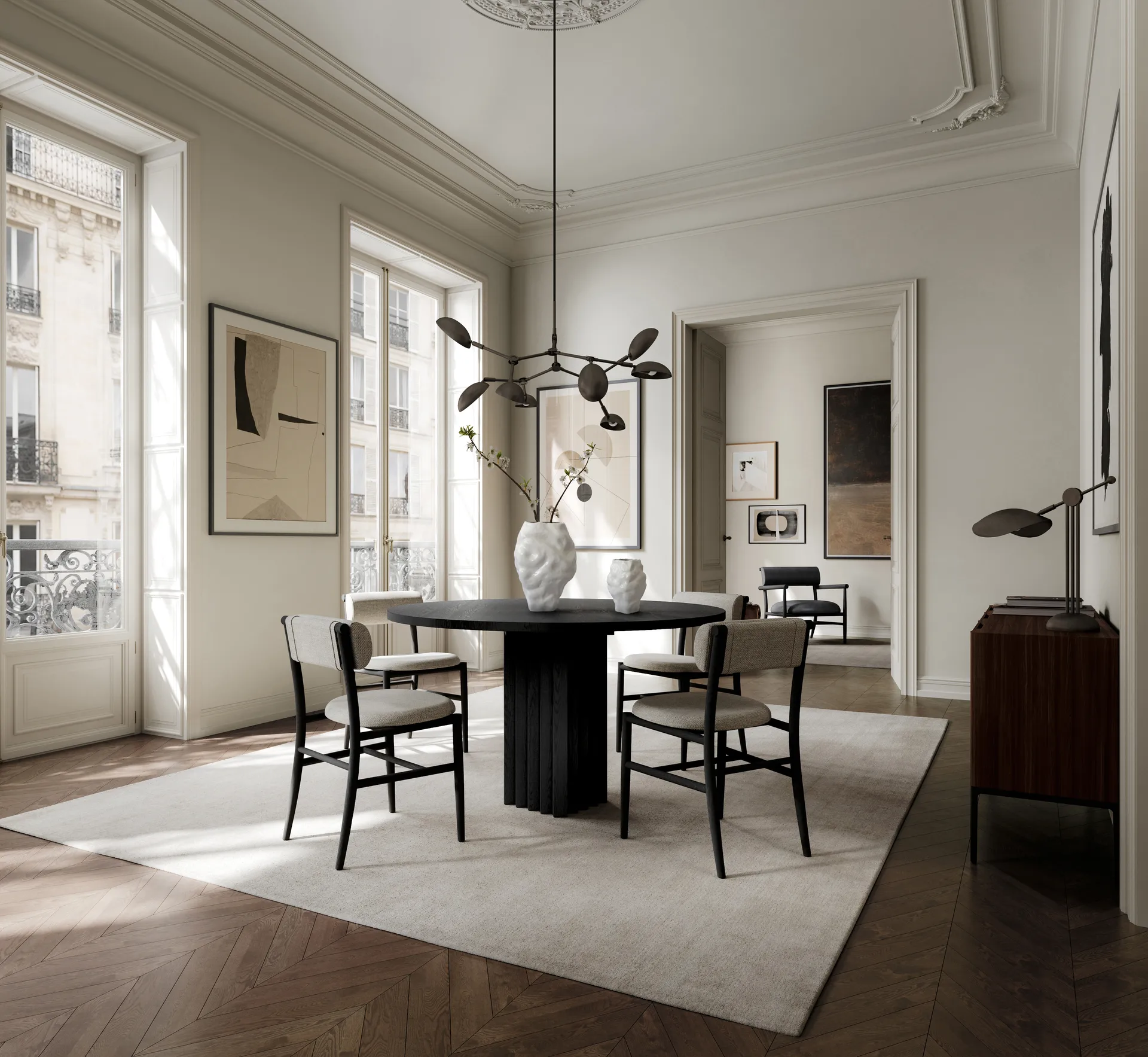 Nama cadeira lounge, Couro anilina preto 101 Copenhagen