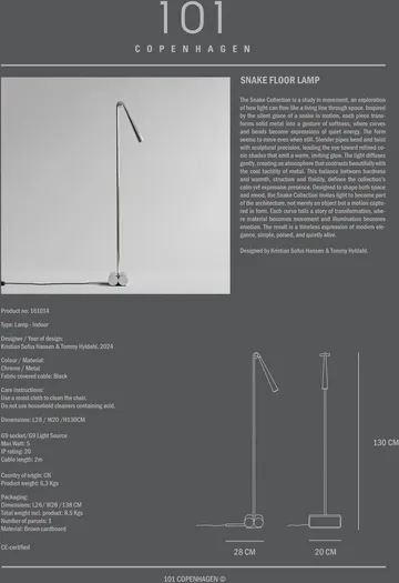 Snake candeeiro de chão - Chrome - 101 Copenhagen