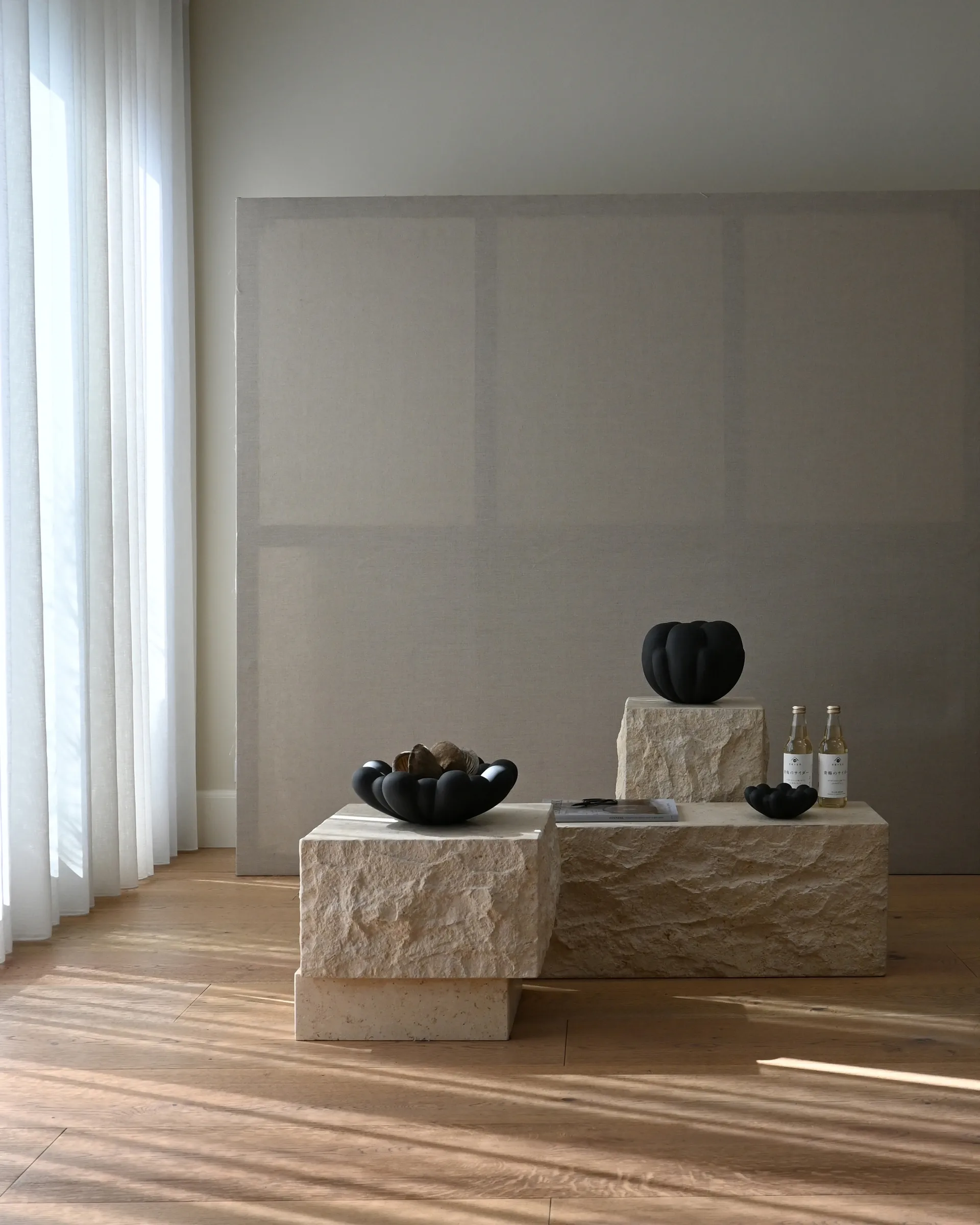 Temple mesa de centro baixa 42x40 cm, Cromo-calcário 101 Copenhagen