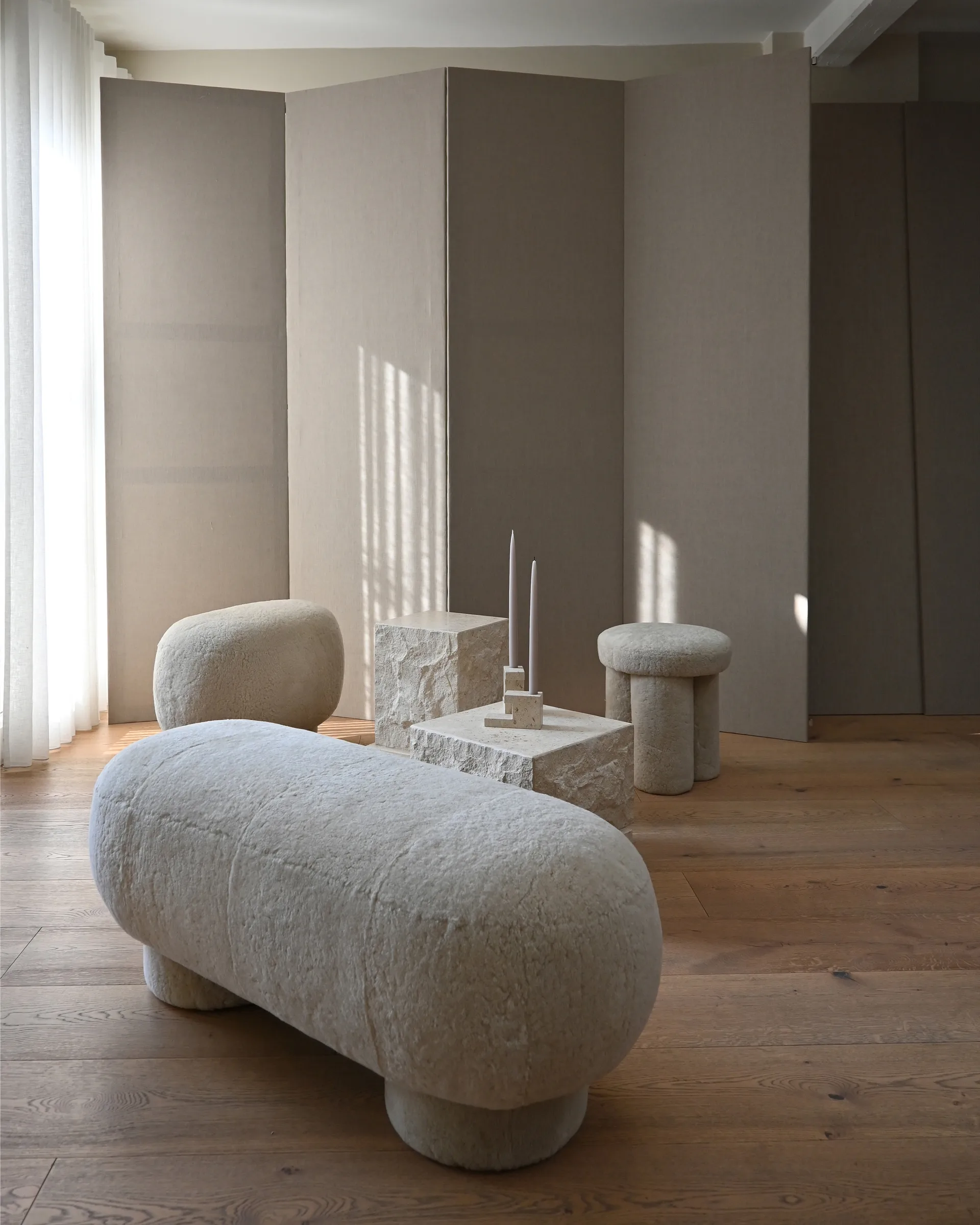 Temple mesa de centro baixa 42x40 cm, Cromo-calcário 101 Copenhagen