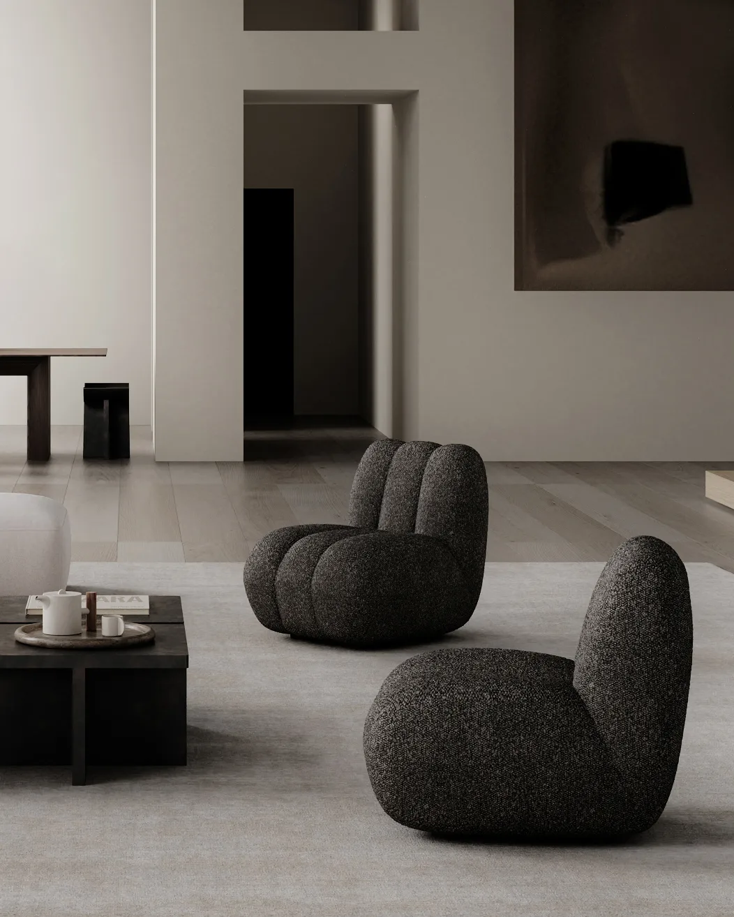 Toe cadeira de lounge bouclé, Taupe escuro 101 Copenhagen