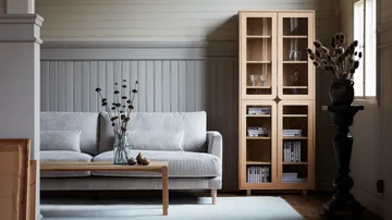 Bredhult sofá - Bern 0341 bege- carvalho verniz branco  - 1898