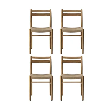 Cadeira de jantar Fridhem, Carvalho envernizado-natural trançado, conjunto de 4 - 1898