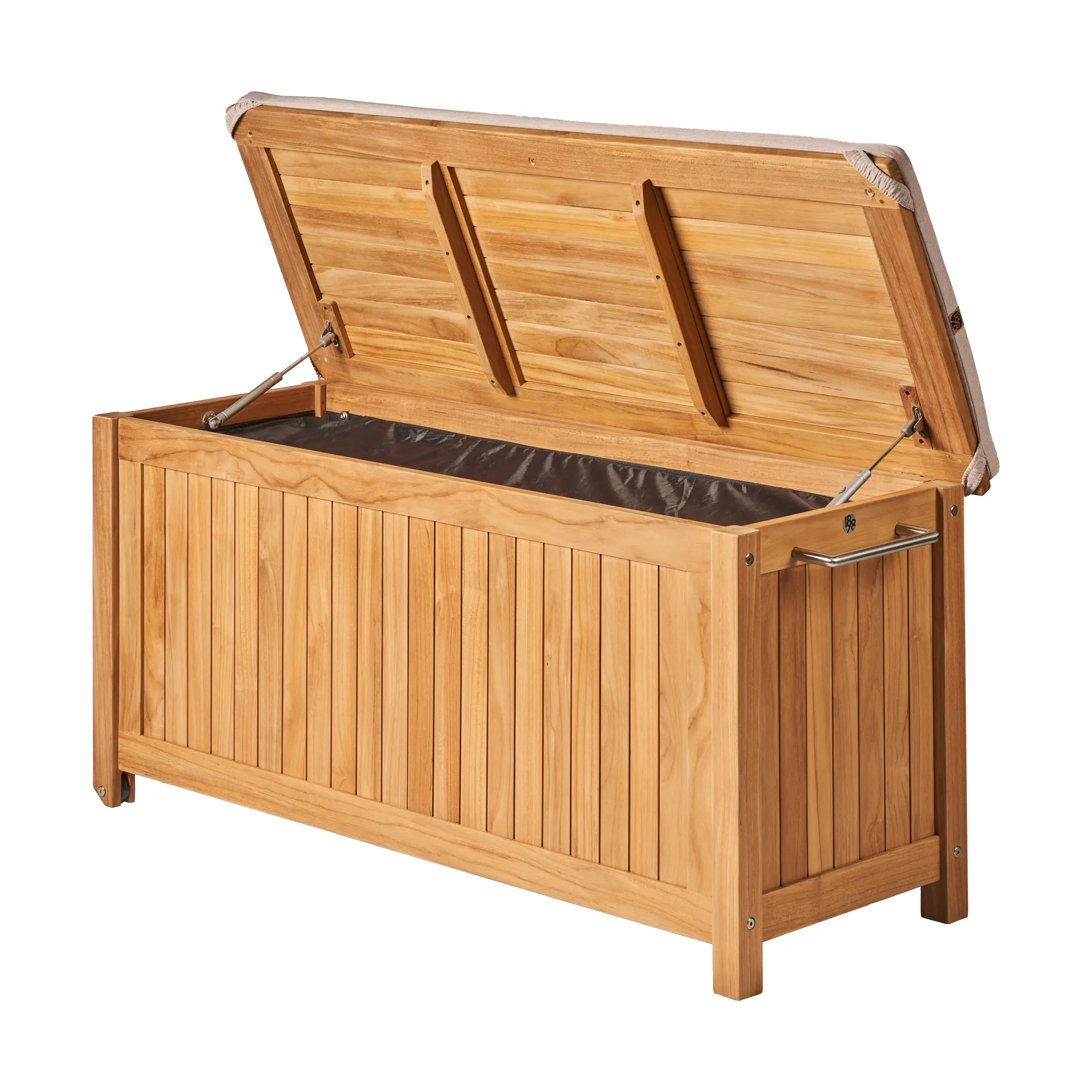 Caixa de almofadas Bjärknäs com rodas S 130x50x60 cm, Teak 1898