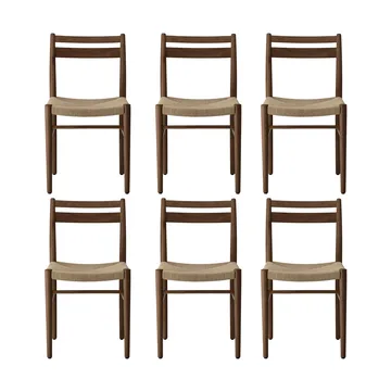 Carvalho fumado lacado – entrelaçado natural, conjunto de 6 - 1898