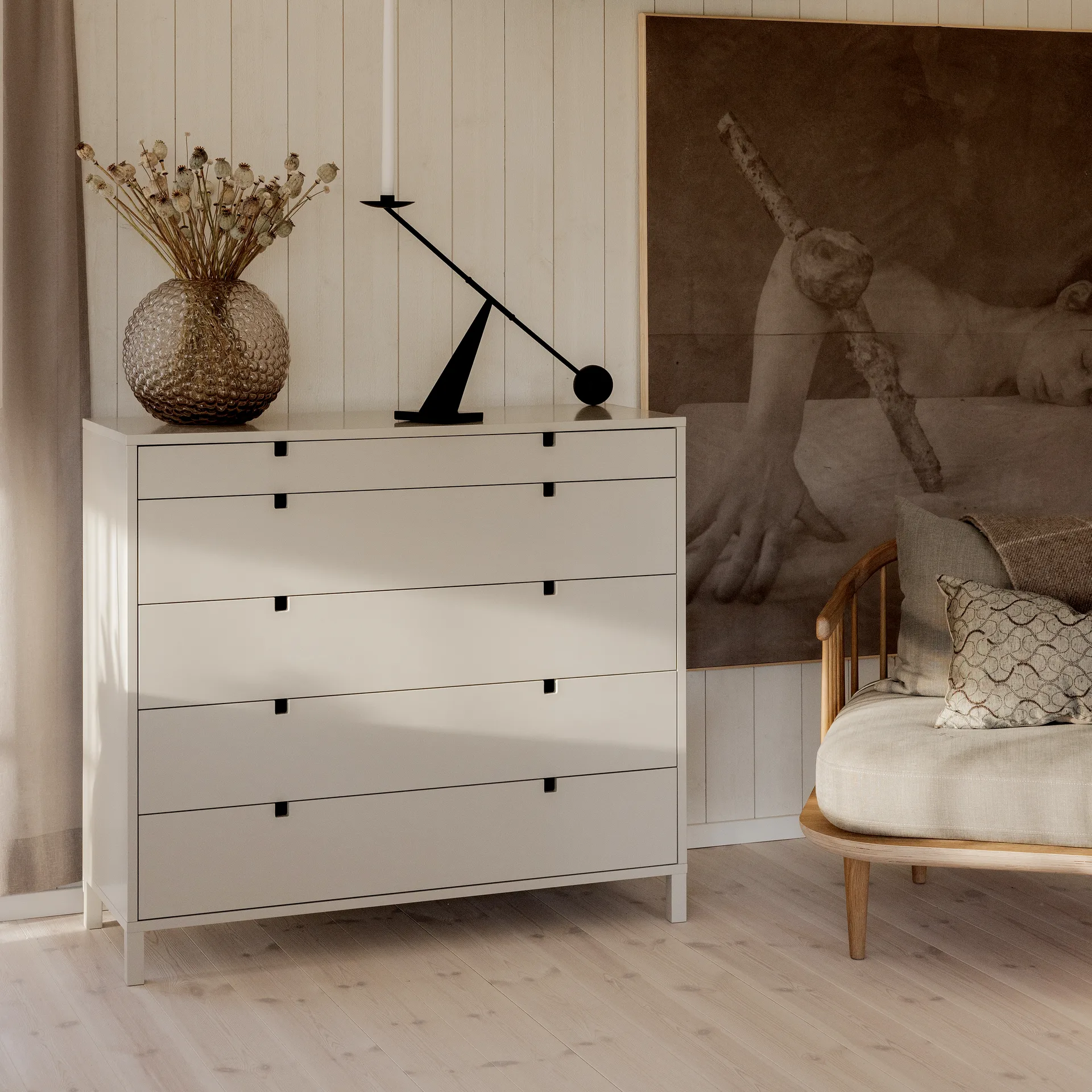 Cômoda Square 5 gavetas, Areia 1898