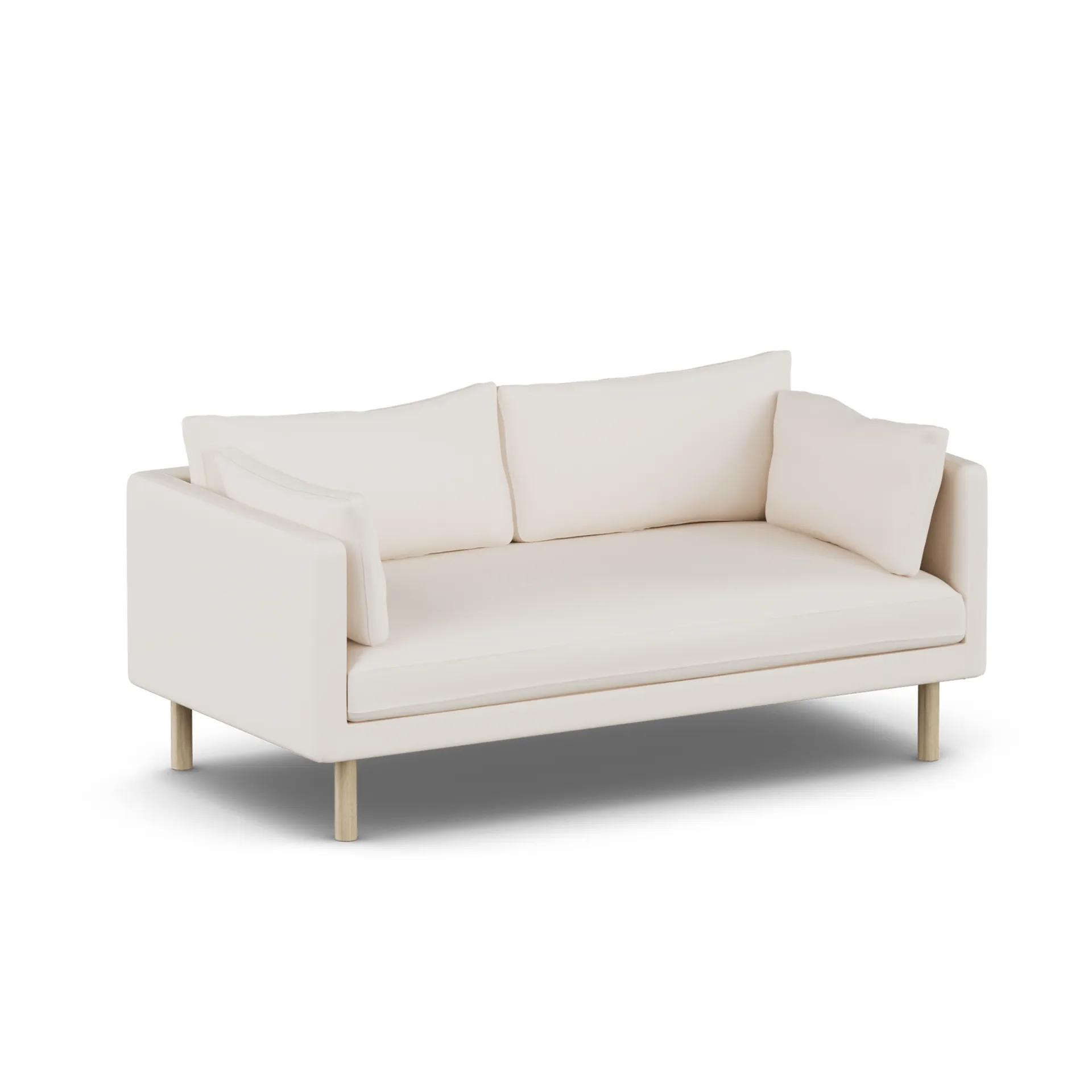 Linnevik sofá, Caleido Beige 9600-carvalho branco oleado, 2 lugares, sem saia 1898