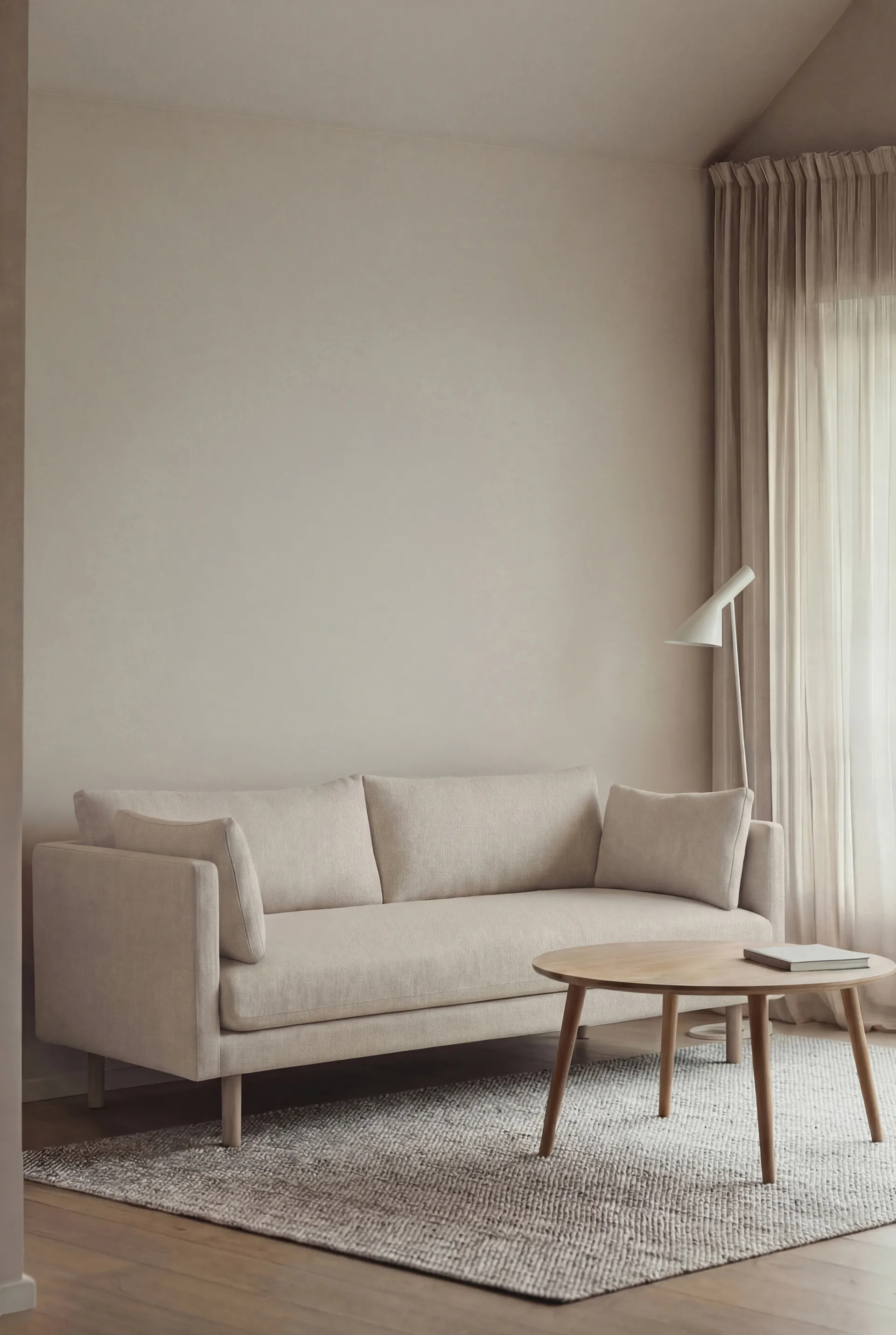 Linnevik sofá, Caleido Beige 9600-carvalho branco oleado, 2 lugares, sem saia 1898