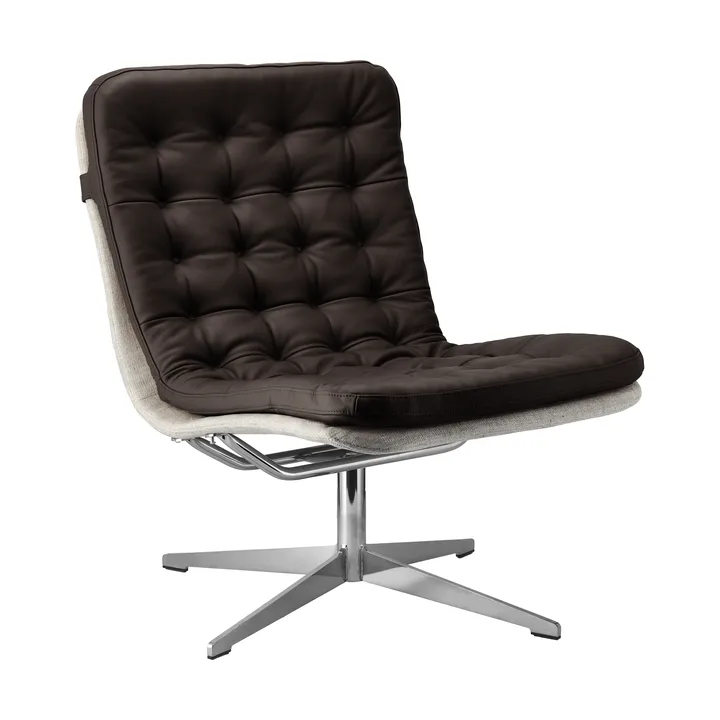 Loholm poltrona com função giratória - Couro castanho-escuro-Bern Beige 0341 - 1898