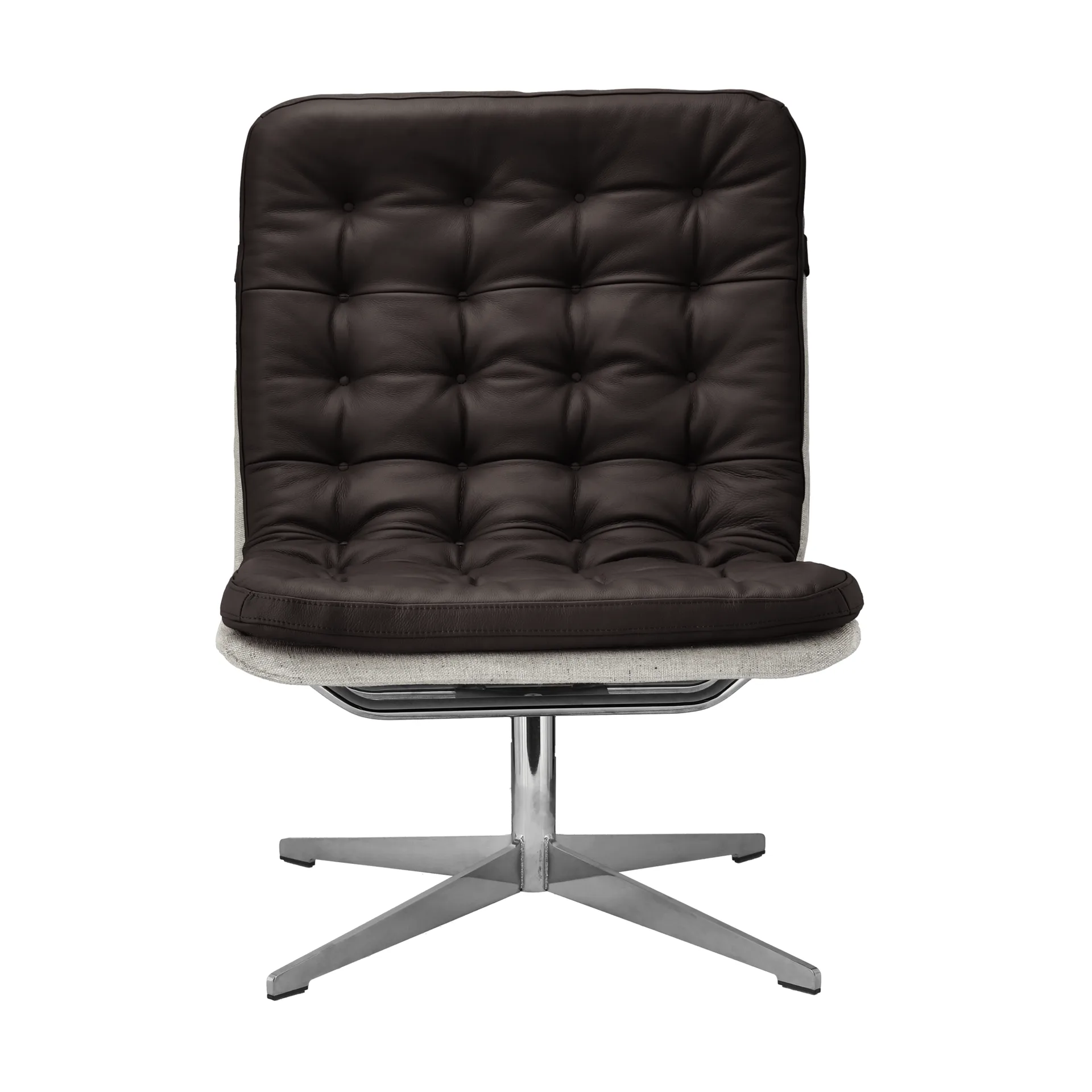 Loholm poltrona com função giratória, Couro castanho-escuro-Bern Beige 0341 1898