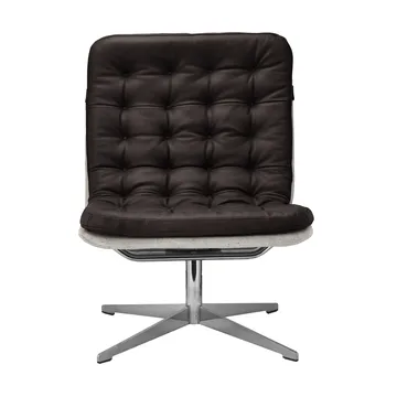 Loholm poltrona com função giratória - Couro castanho-escuro-Bern Beige 0341 - 1898