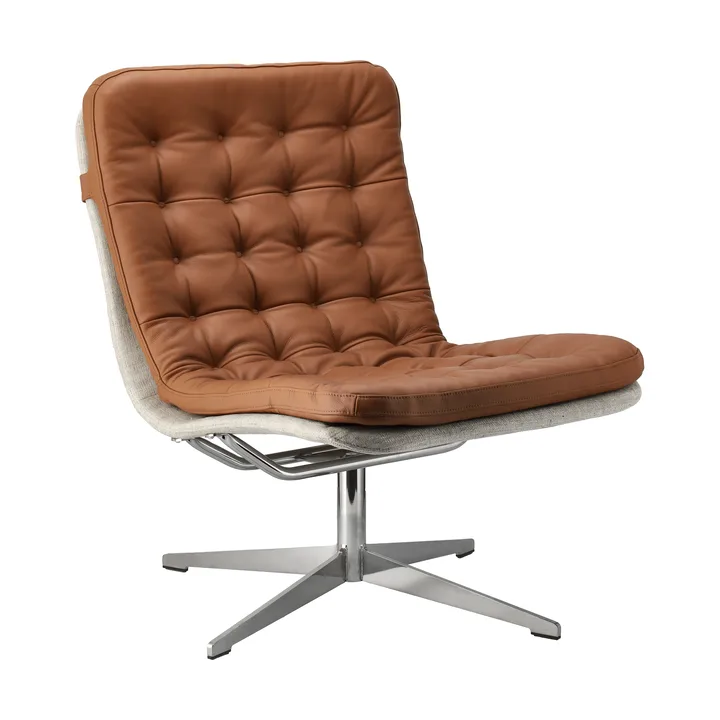 Loholm poltrona com função giratória - Couro conhaque-Bern Beige 0341 - 1898