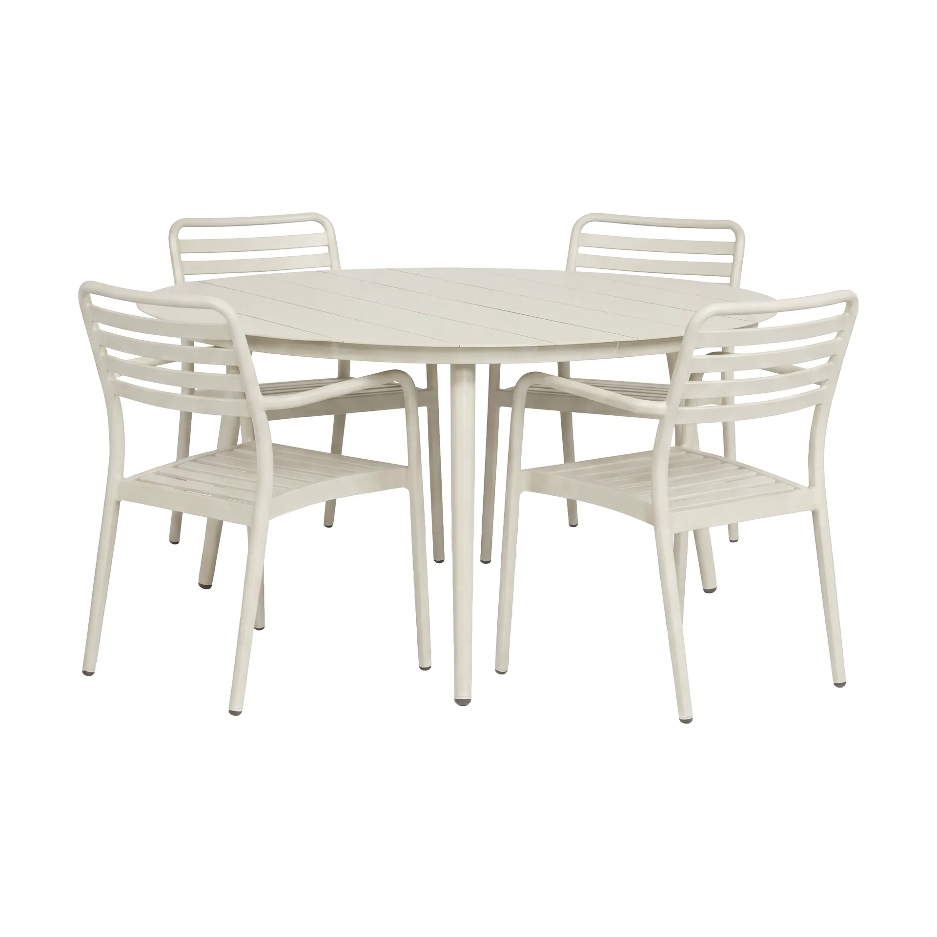Marsala mesa de jantar Ø140 cm + Messina cadeira com braços 4 un., Off white,  1898