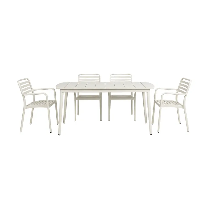 Marsala mesa de jantar 152x90 cm + Messina cadeira de braços 4 un., Off white - 1898