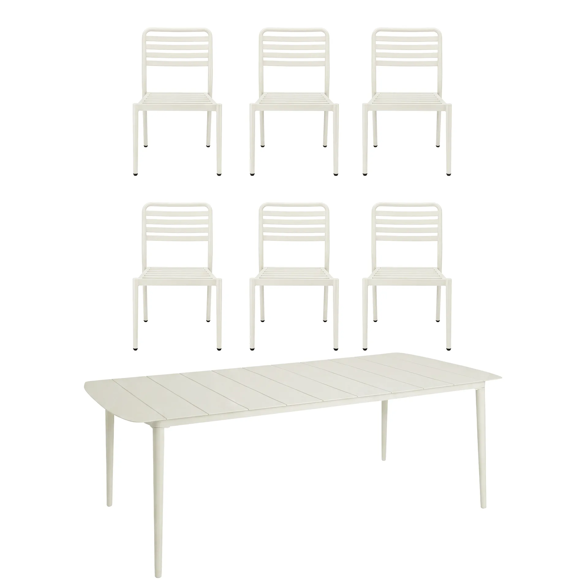 Marsala mesa de jantar 208x100 cm + Messina cadeira 6 un., Off white,  1898