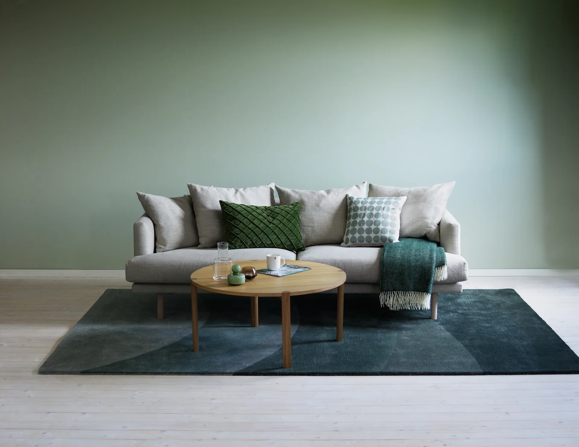 Mesa de centro Anton Ø90 cm, Carvalho pigmentado branco 1898