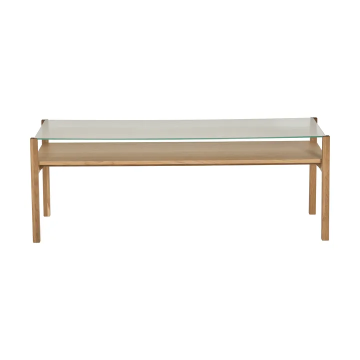 Mesa de centro Lid - Carvalho pigmentado branco-vidro, 125x50 cm - 1898