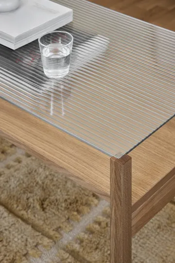 Mesa de centro Lid - Carvalho pigmentado branco-vidro, 125x50 cm - 1898
