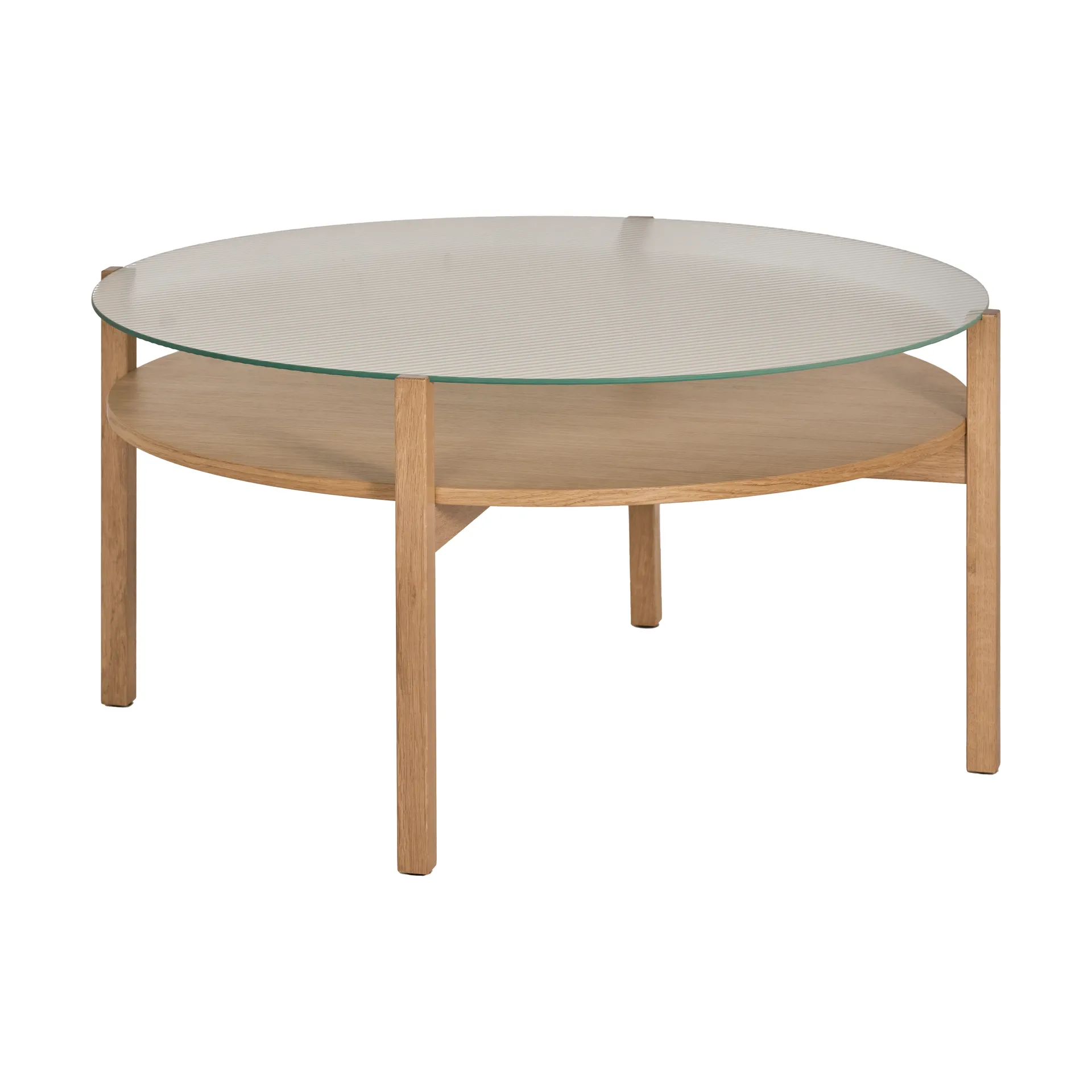 Mesa de centro Lid, Carvalho pigmentado branco-vidro, Ø90 cm 1898