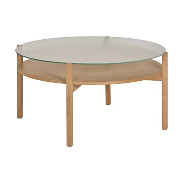 Mesa de centro Lid - Carvalho pigmentado branco-vidro, Ø90 cm - 1898