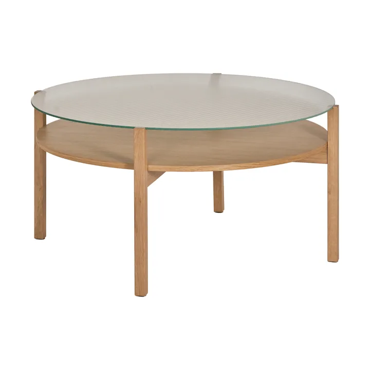 Mesa de centro Lid - Carvalho pigmentado branco-vidro, Ø90 cm - 1898