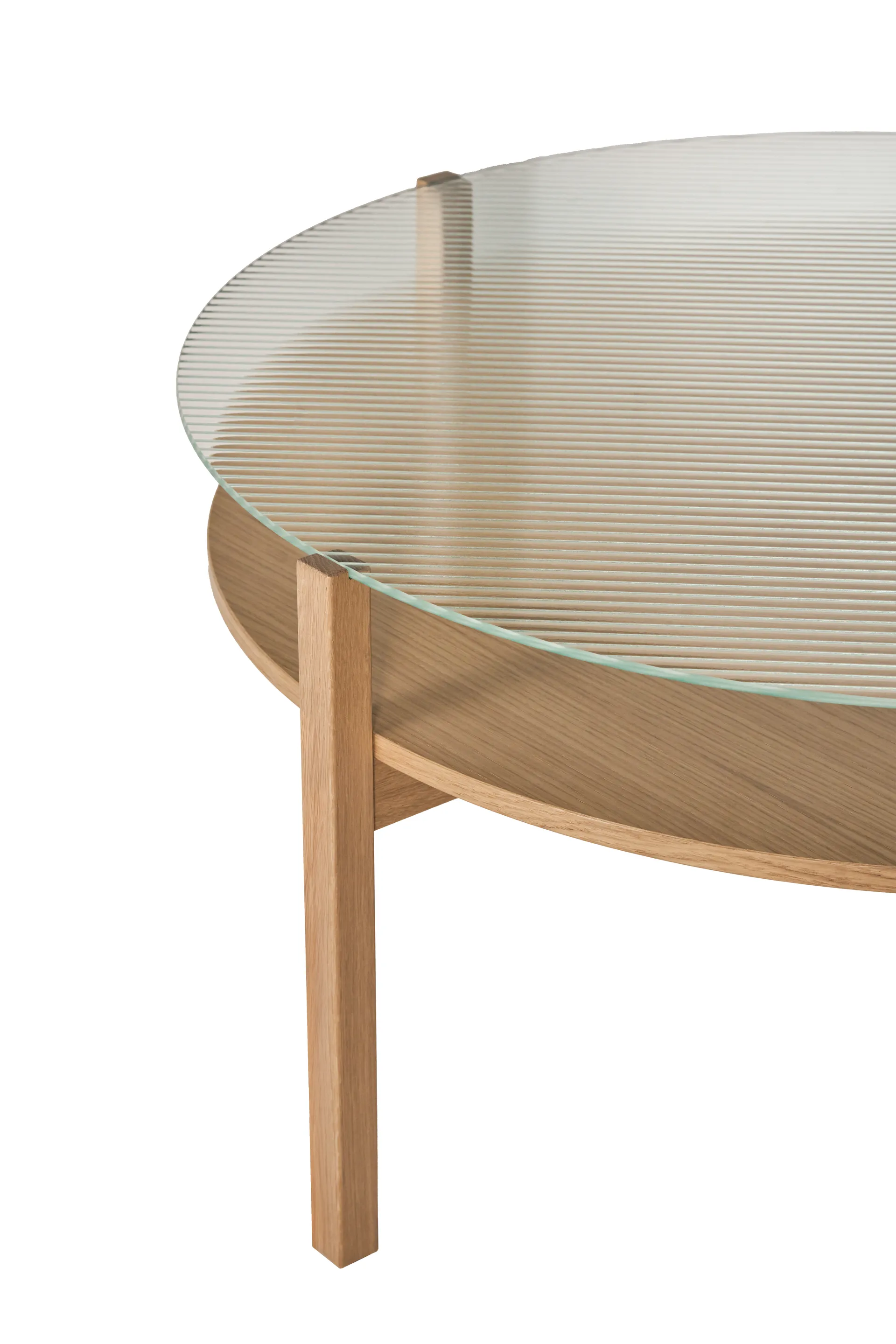 Mesa de centro Lid, Carvalho pigmentado branco-vidro, Ø90 cm 1898