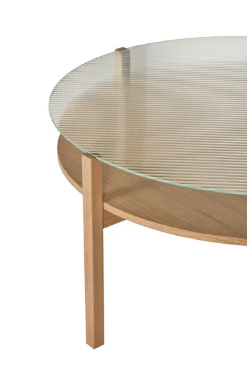 Mesa de centro Lid - Carvalho pigmentado branco-vidro, Ø90 cm - 1898