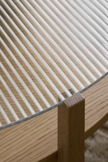 Mesa de centro Lid - Carvalho pigmentado branco-vidro, Ø90 cm - 1898