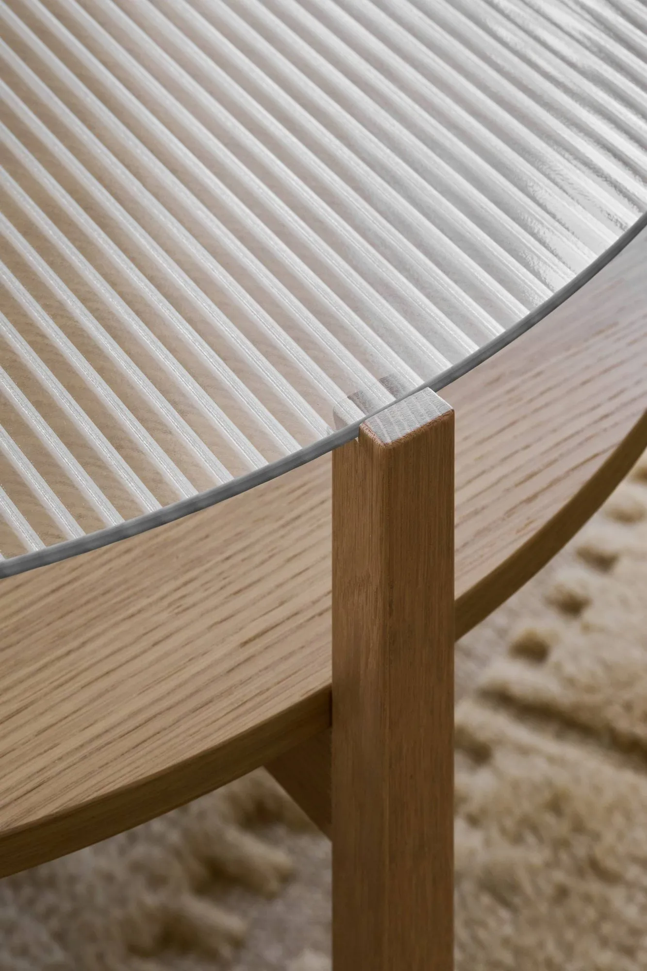 Mesa de centro Lid, Carvalho pigmentado branco-vidro, Ø90 cm 1898