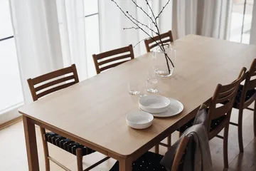 Mesa de jantar Alfred - Carvalho pigmentado branco, 90x220 cm - 1898