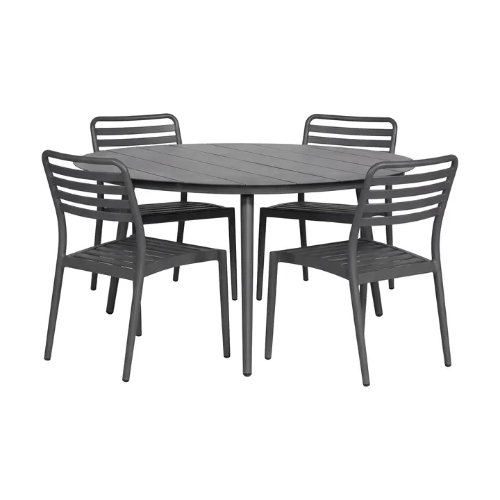 Mesa de jantar Marsala Ø140 cm + 4 cadeiras Messina, Anthracite - 1898