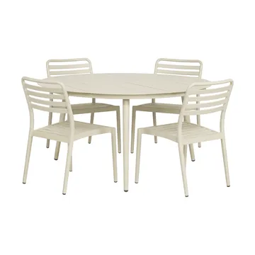 Mesa de jantar Marsala Ø140 cm + 4 cadeiras Messina, Off white - 1898