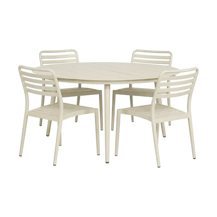 Mesa de jantar Marsala Ø140 cm + 4 cadeiras Messina, Off white - 1898