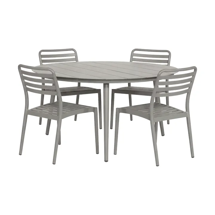 Mesa de jantar Marsala Ø140 cm + 4 cadeiras Messina, Taupe - 1898