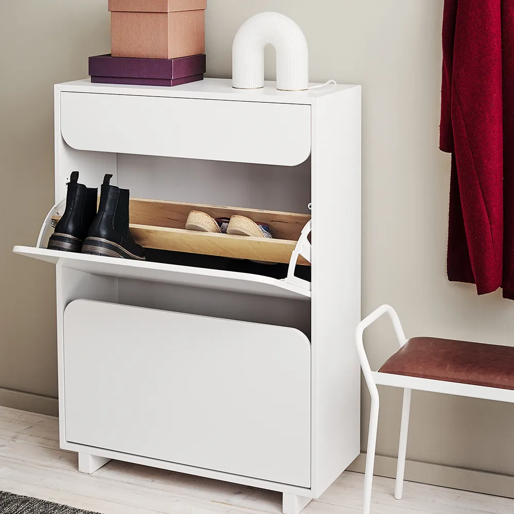 Sapateira Vidja, Branco lacado, 2 compartimentos+1 gaveta 1898