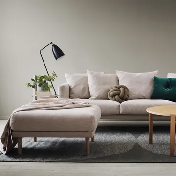 Sjövik banco para os pés - Tecido Bern 0345, Pernas de carvalho branco verniz - 1898