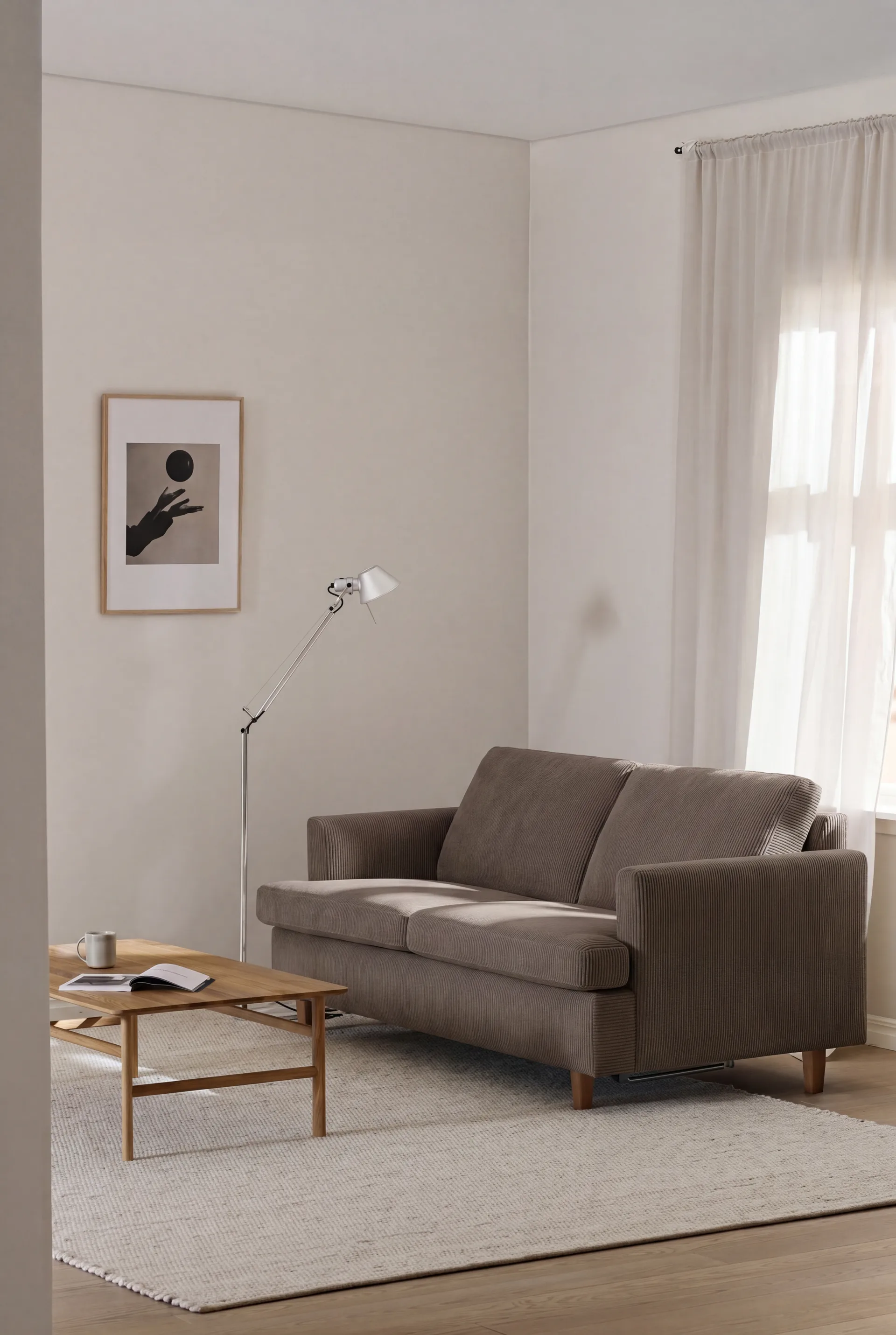 Sofá-cama Binga 2,5 lugares, Jump Brown 1955-freixo tingido escuro 1898