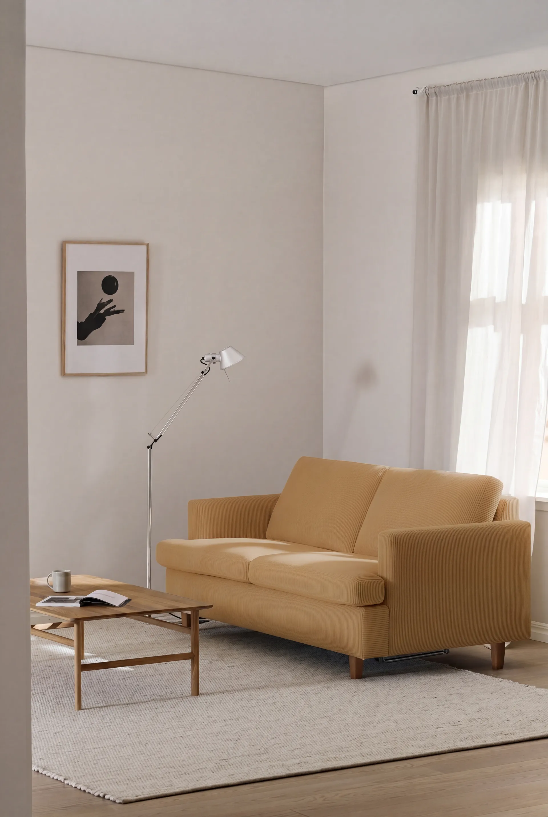 Sofá-cama Binga 2,5 lugares, Jump Honey 1959-freixo tingido escuro 1898