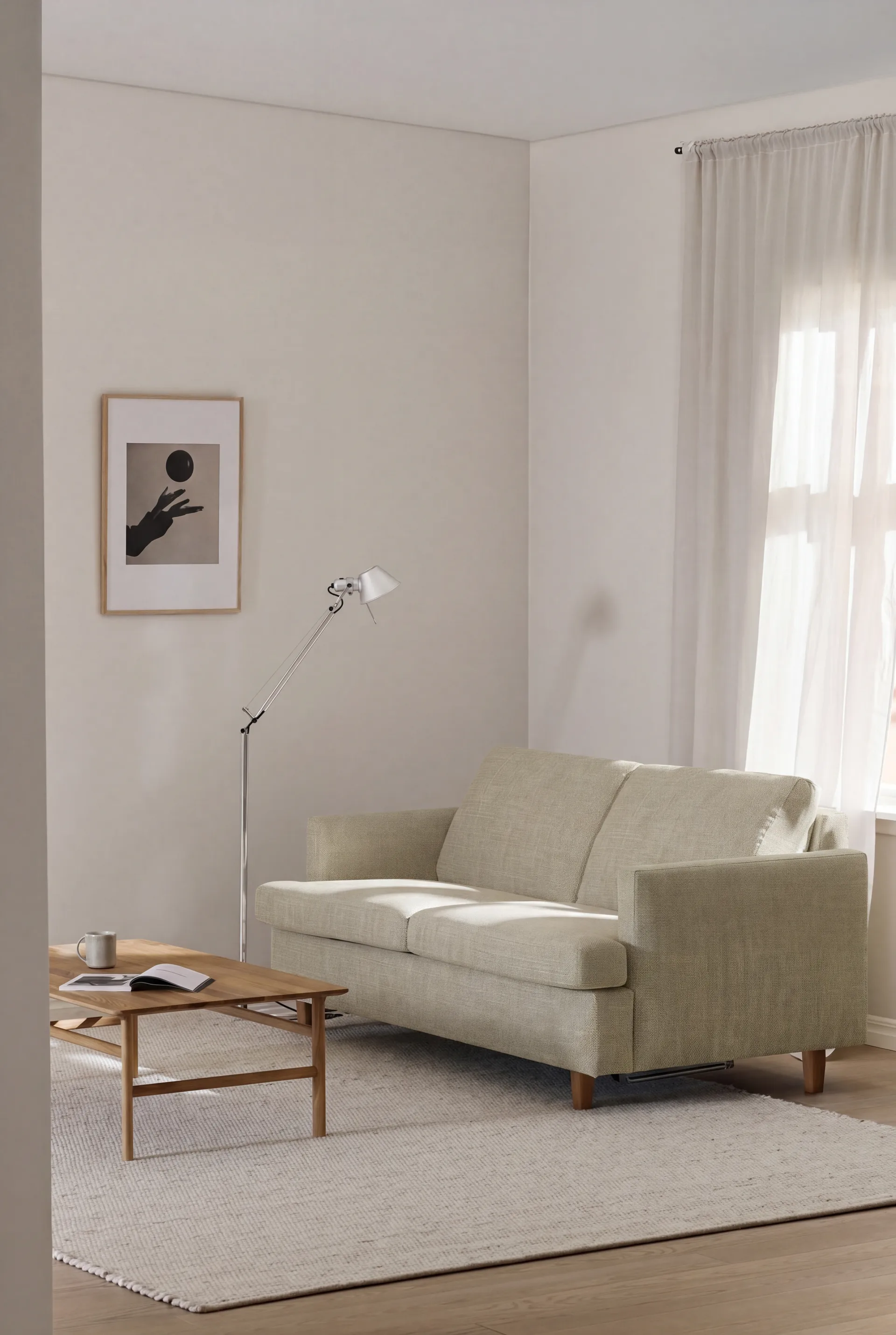 Sofá-cama Binga 2,5 lugares, Luiza Beige 3981-carvalho 1898