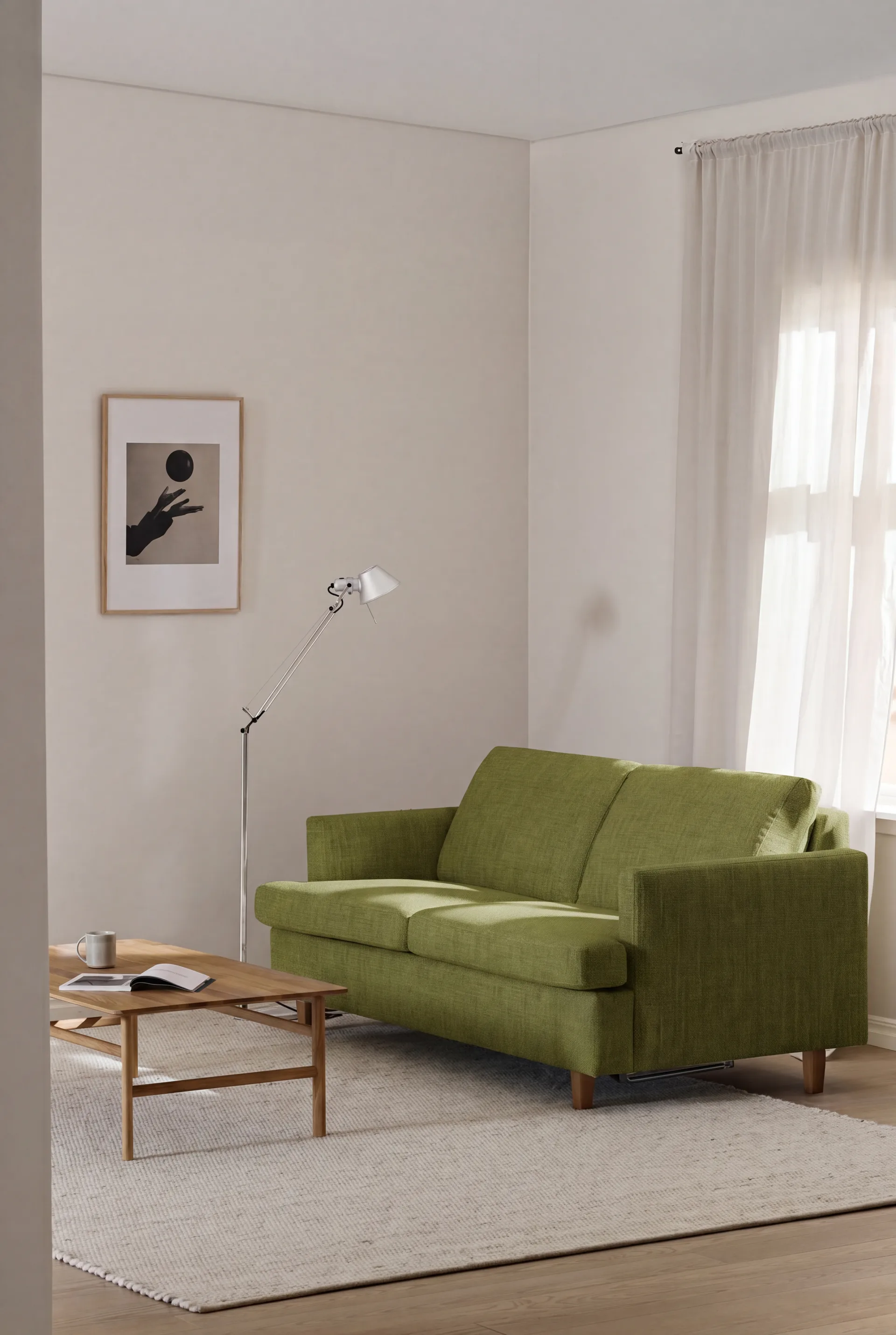 Sofá-cama Binga 2,5 lugares, Luiza Green 3975-carvalho 1898