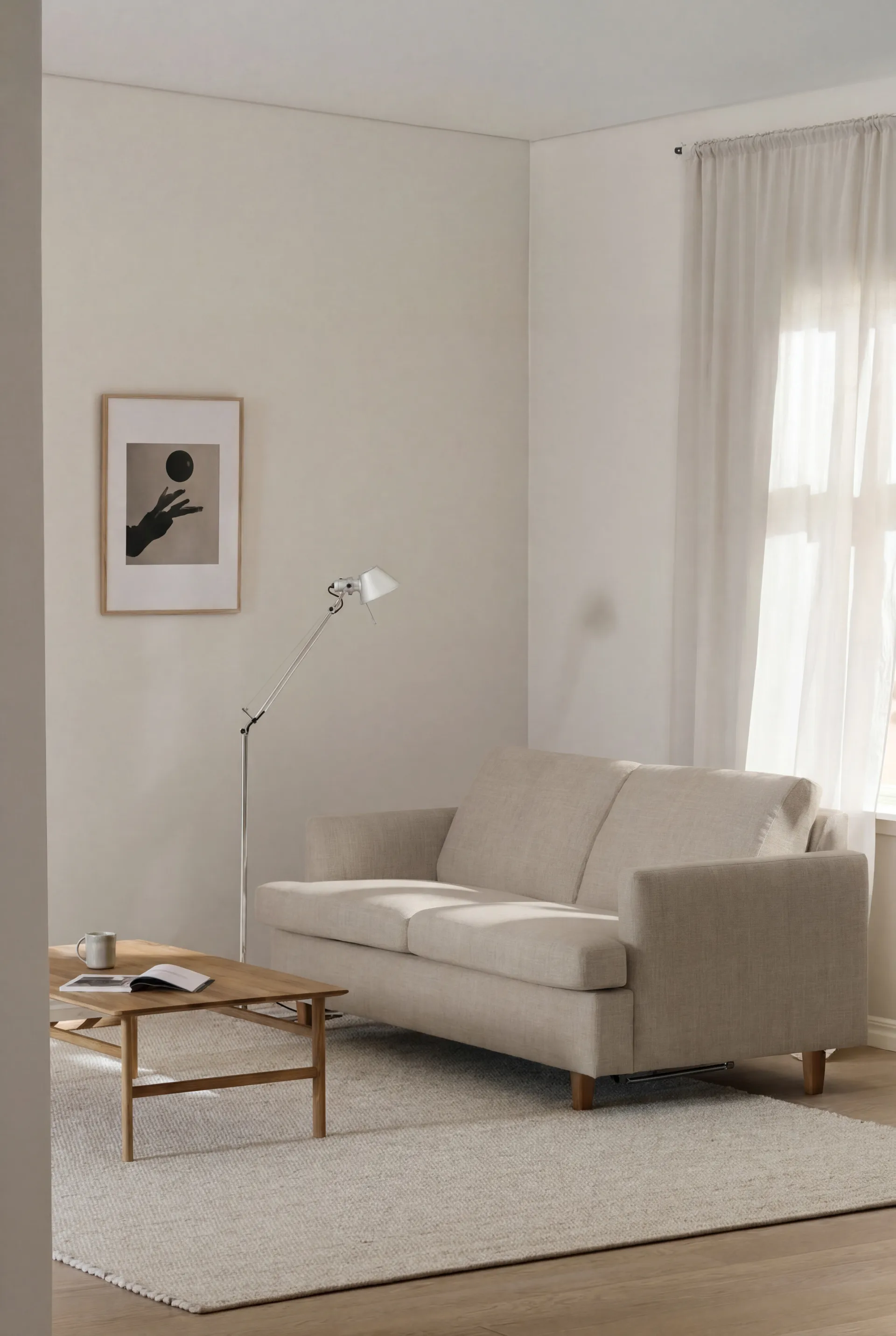 Sofá-cama Binga 2,5 lugares, Same Beige 6670-freixo tingido escuro 1898