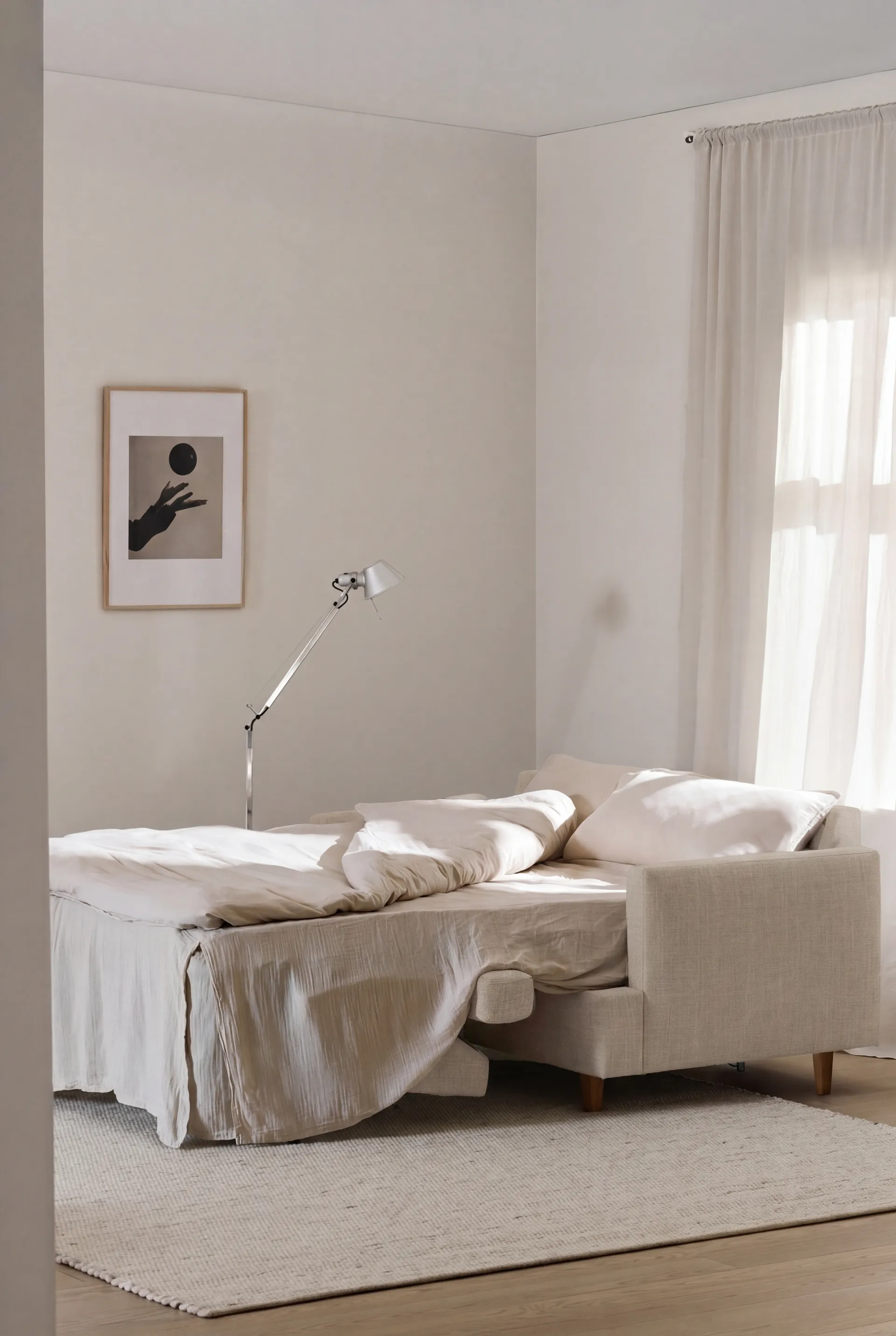 Sofá-cama Binga 2,5 lugares, Same Beige 6670-freixo tingido escuro 1898