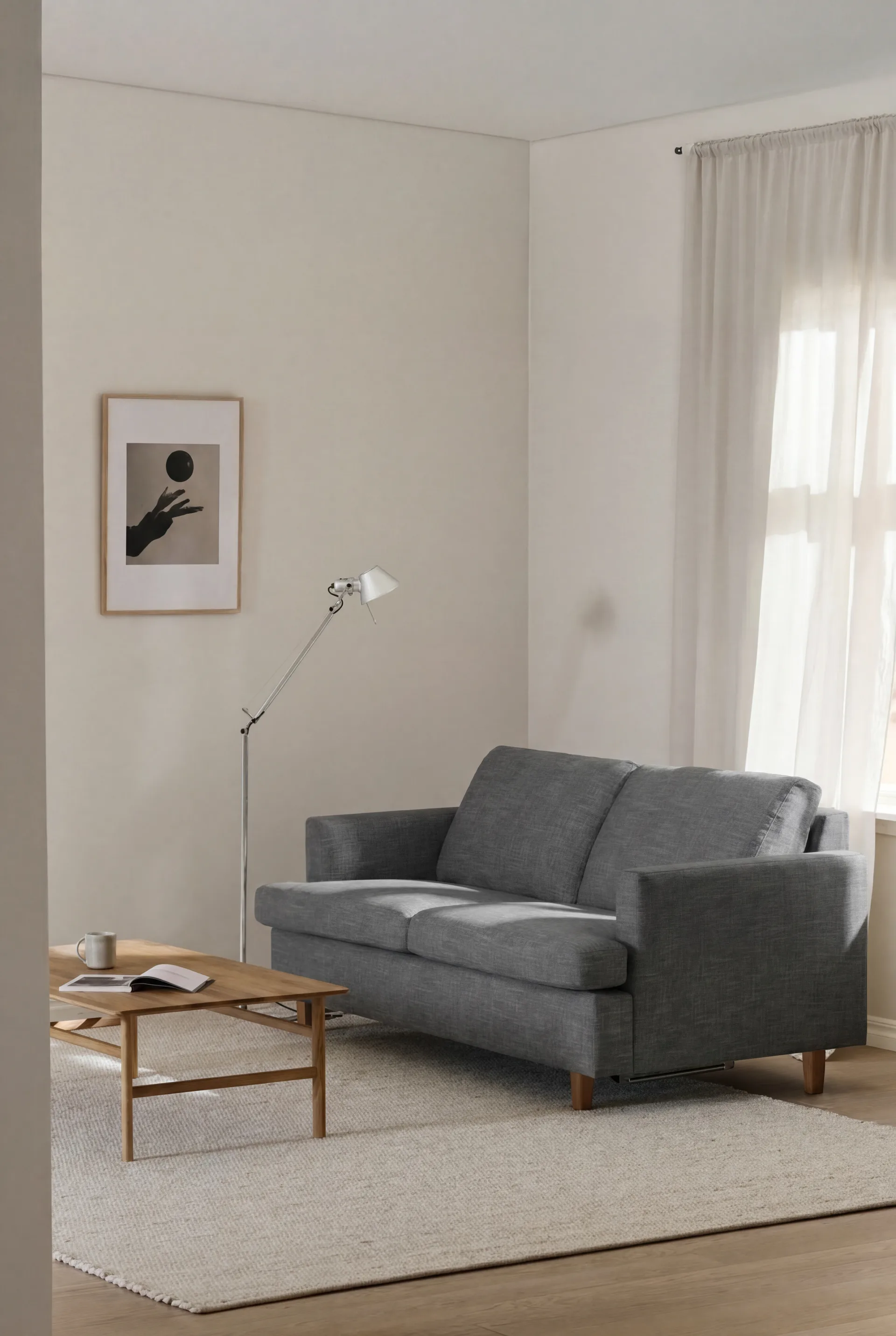 Sofá-cama Binga 2,5 lugares, Same Blue 6678-freixo tingido em carvalho 1898