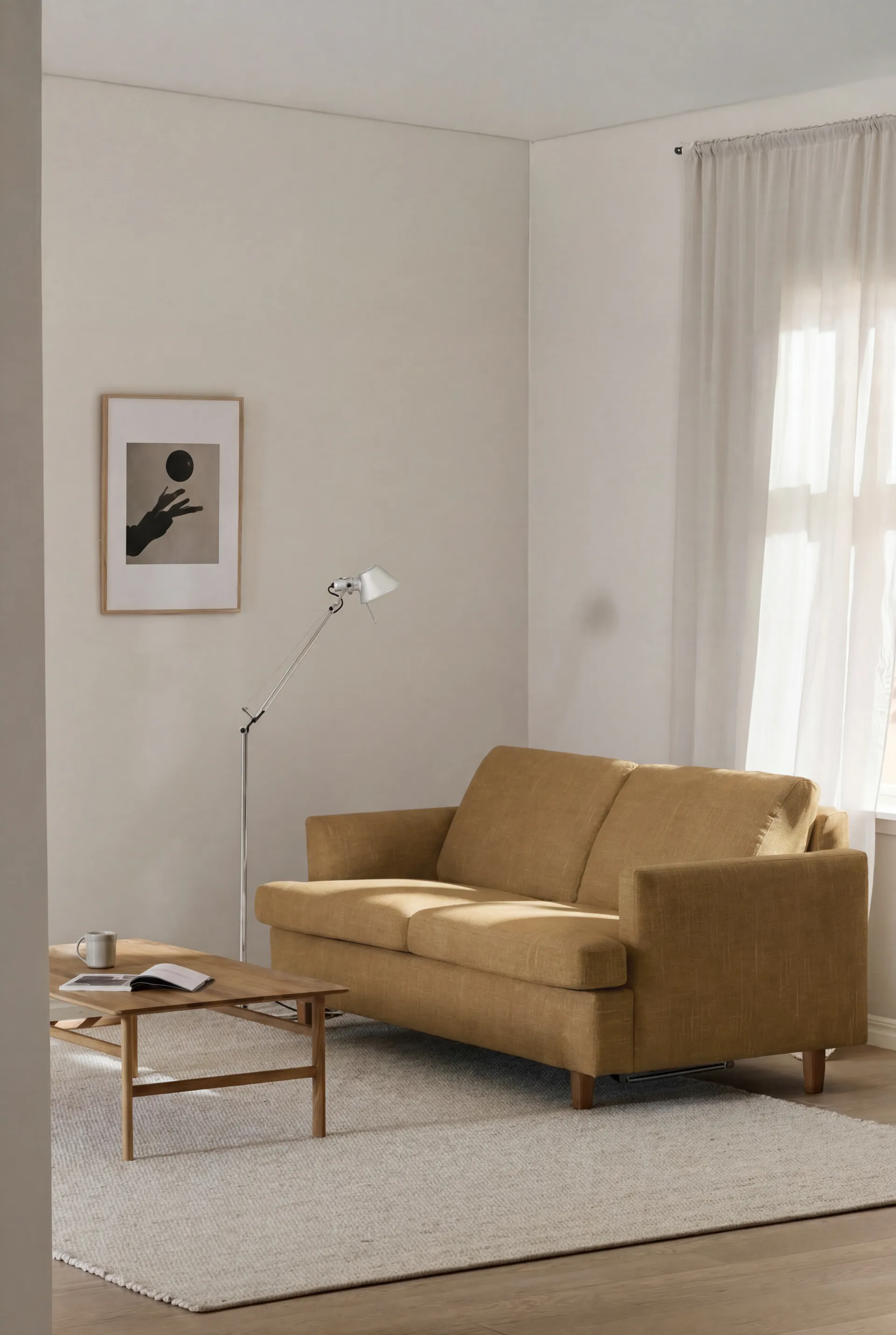 Sofá-cama Binga 2,5 lugares, Same Ochre 6676-freixo tingido em carvalho 1898