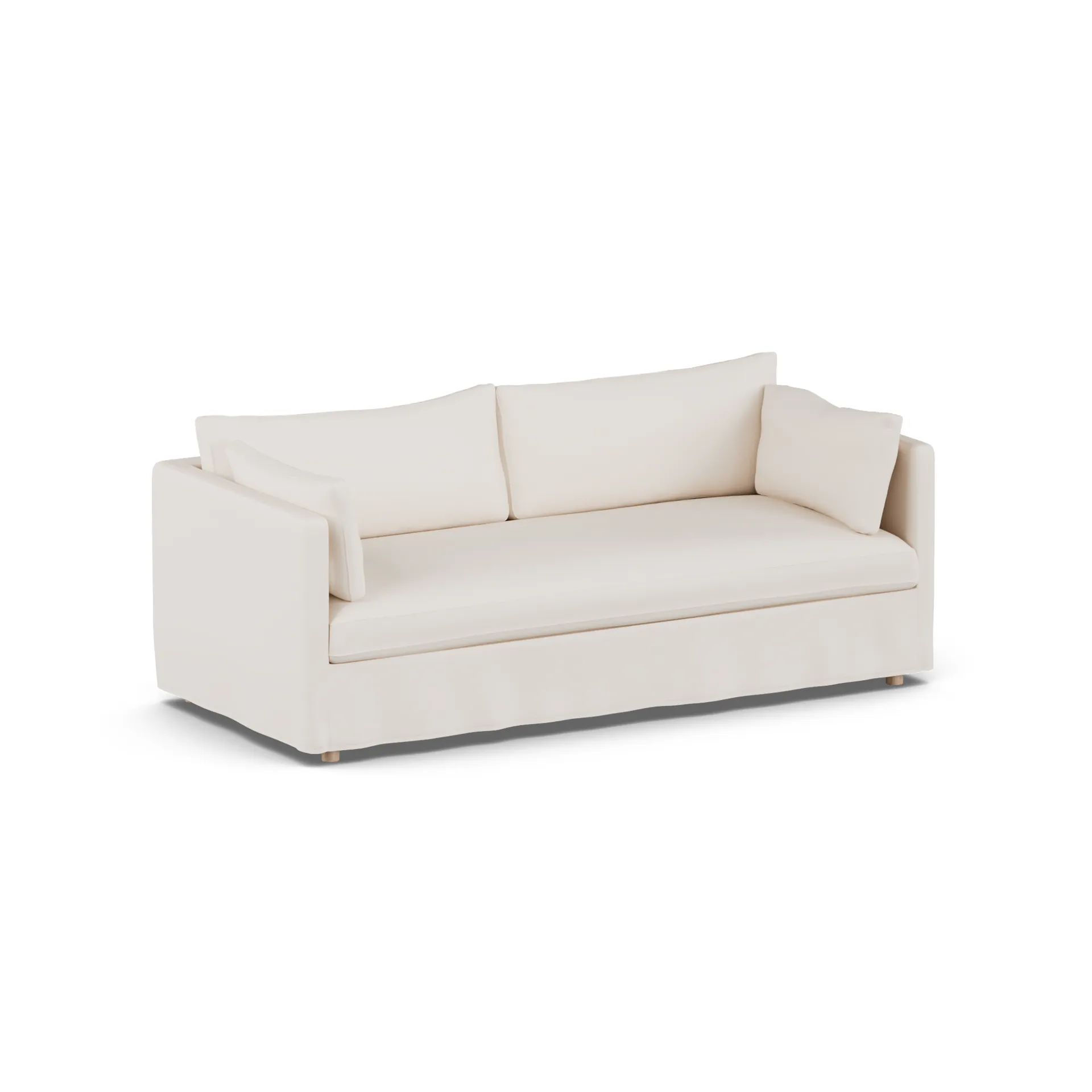 Sofá Linnevik, Caleido beige 9600-carvalho branco oleado, 3 lugares, com saia 1898