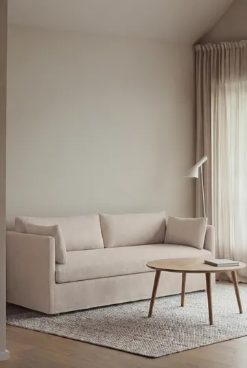 Sofá Linnevik - Caleido beige 9600-carvalho branco oleado, 3 lugares, com saia - 1898